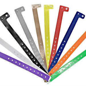 VINYL WRISTBANDS 100 Pack Plastic Event Wrist Band Security Clip L-Shaped